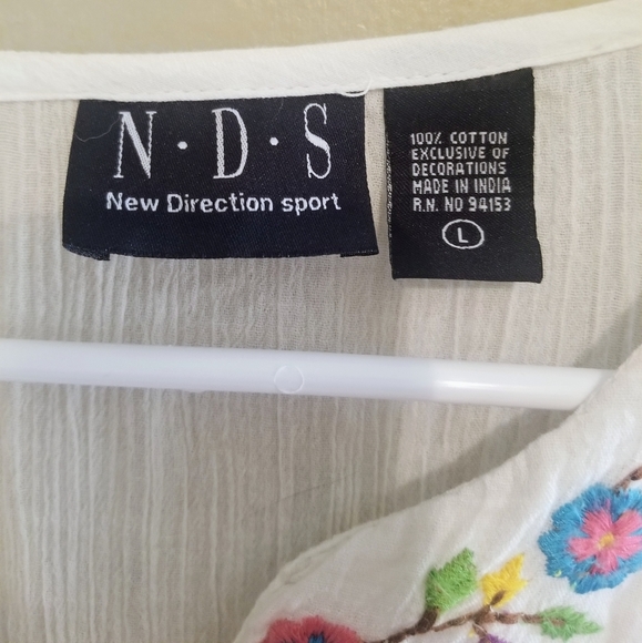 NEW DIRECTION Sport Peasant Blouse Size L - Picture 3 of 4